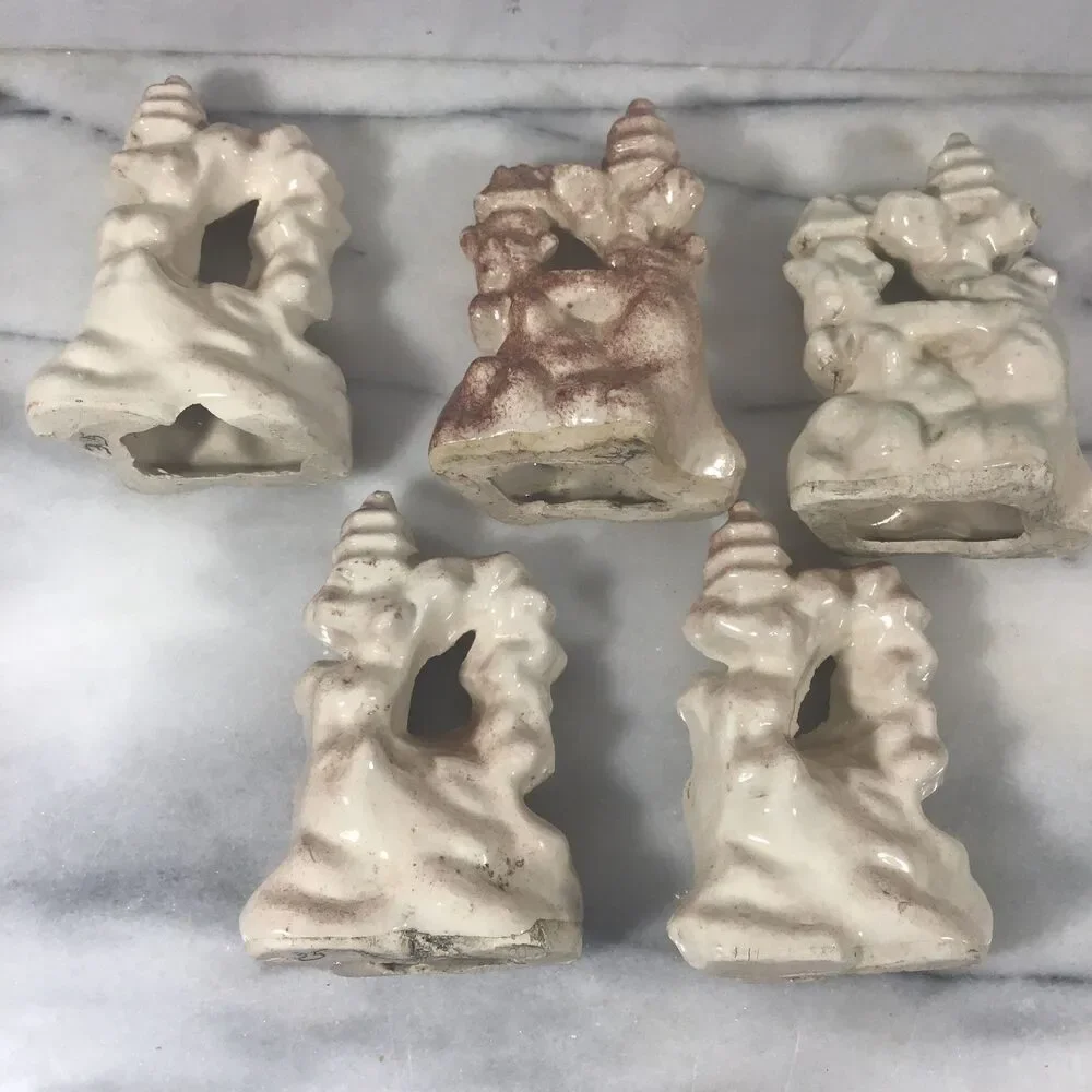 Lot of 12 Vintage Japanese Ceramic Aquarium Figurines - Pagodas & Torii Gates